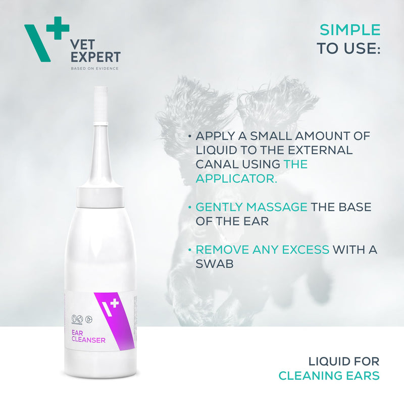 Vet Expert Ear Cleaner for Dogs and Cats – Ear Drops to Stop Ear Wax Build up, Ear Discomfort, Smelly Ear Odours and Ear scratching 75ml