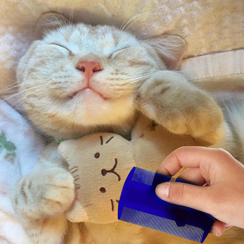 Pack of 4 blue flea combs for effective use against fleas, lice and dandruff, extra fine teeth, lice comb for children, professional nit comb and dandruff comb ideal for cats, dogs, optimal fur care - BeesActive Australia
