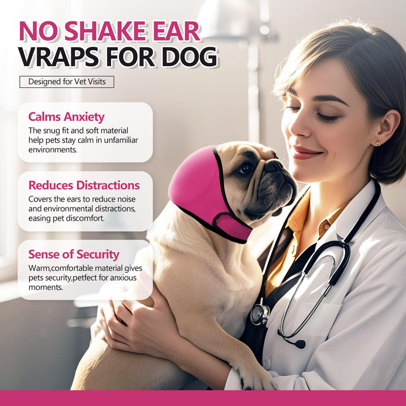 Waterproof Dog Bath Ear Covers & Calming Dog Snood – Aimosheng Reusable, Adjustable Anxiety Relief for Swimming, Grooming, Thunder & Fireworks Fuchsia M Medium