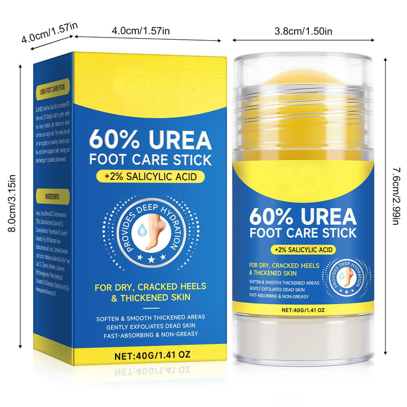 60% Urea Cream plus 2% Salicylic Acid Foot Care Stick, Deeply moisturizes rough skin and Gently exfoliates, Urea Foot Cream for Dry, Cracked Feet, Knees, Elbows and Hands, 1.4oz (2pcs) 1.41 Fl Oz (Pack of 2) - BeesActive Australia