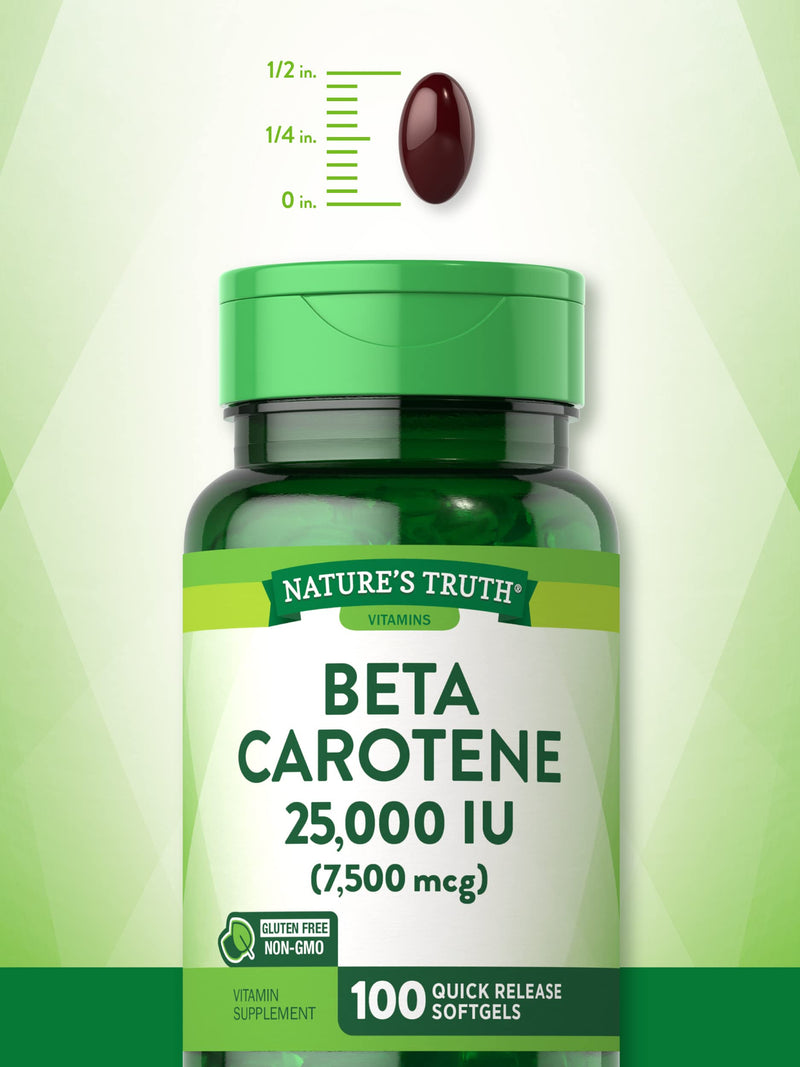 Beta Carotene 25000 IU Softgels | 100 Count | Vitamin A Supplement | Non-GMO and Gluten Free Supplement | by Nature's Truth - BeesActive Australia