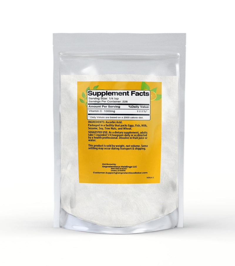 Unpretentious, Vitamin C Powder, 8 Oz | For cooking, baking, and seasoning 8 Ounce (Pack of 1)