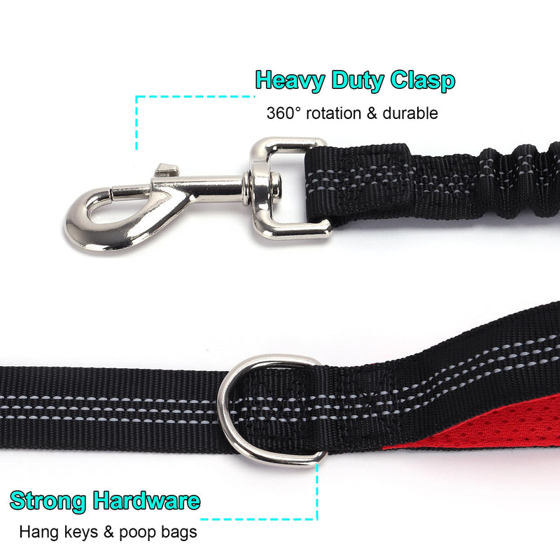BTINESFUL Dog Leash 8ft with 3 Handles, Traffic Padded Triple Handle Leash, Shork Absobing Bungee Dog Leash, Reflective Three Handles Dog Leash for Control Safety Training Large Medium Dogs (Black) 1 in x 8 ft Black - BeesActive Australia