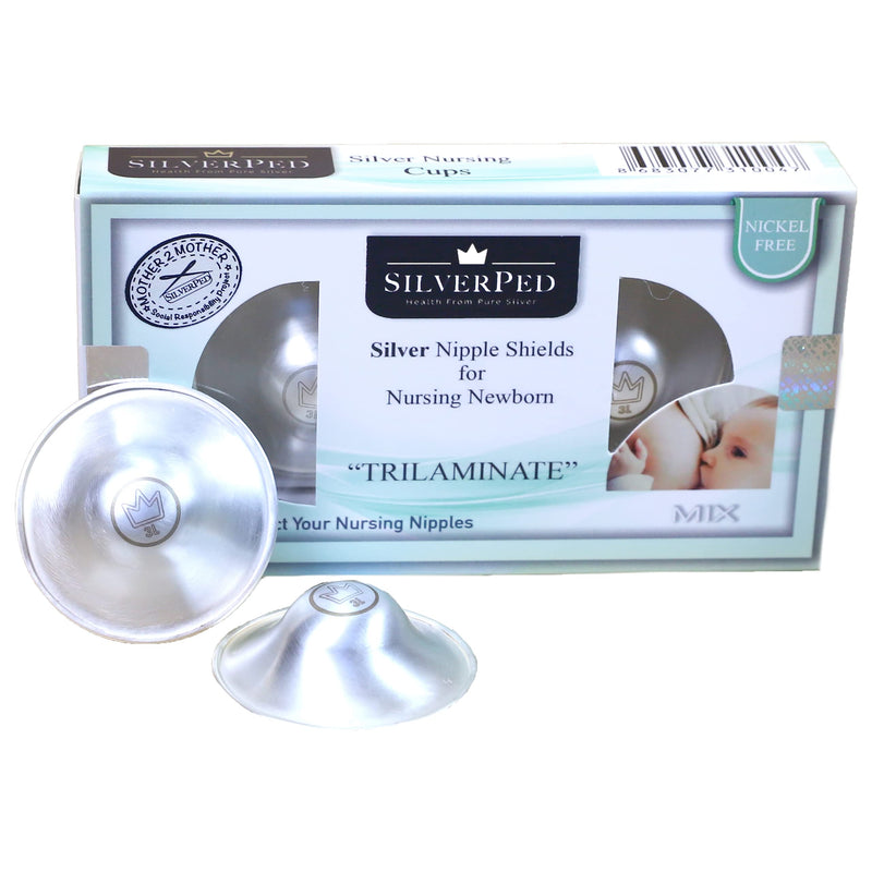 999 Silver Nursing Cups, Silver Nipple Shield, Soothe and Protect Sore Nipples, Silver Nipple Covers Breastfeeding, Silver Nipple Cups, 2 Pieces Large TRILAMINATE - BeesActive Australia