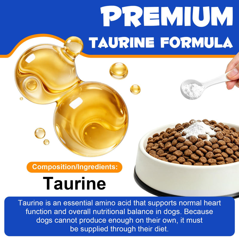 Taurine for Dogs – Daily Nutritional Supplement to Help Support Heart, Muscle & Overall Vitality – High-Purity & Easy-to-Mix, Additive-Free Formula for Puppies, Adult & Senior Dogs, 200g