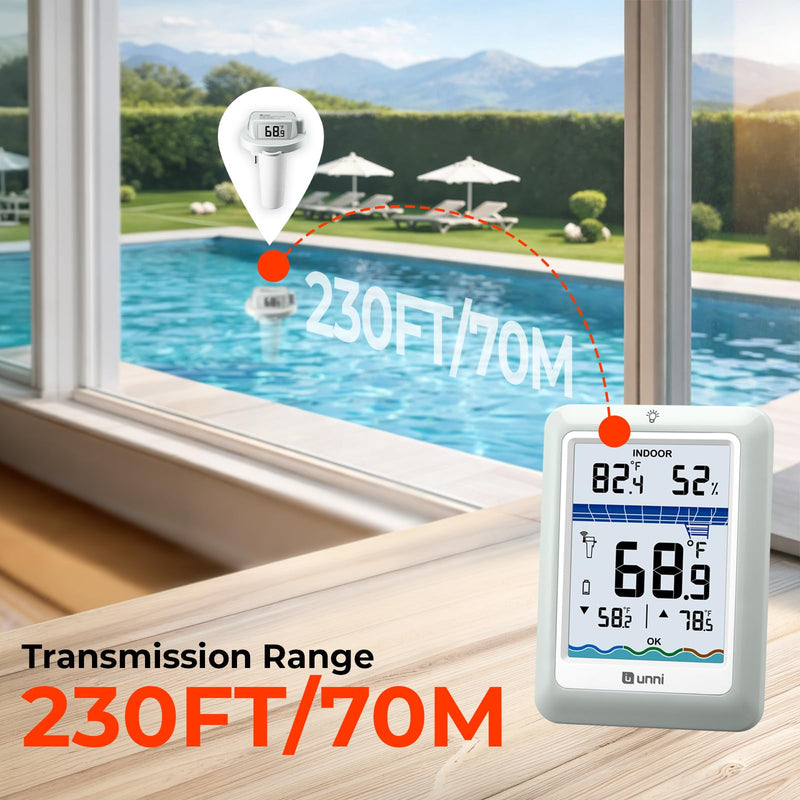 Wireless Pool Thermometer Floating Easy Read, IPX8 Waterproof Digital Water Temperature Thermometer Bath Thermometer for Swimming Pool, Ponds, Hot Tub, Spa, Aquariums - BeesActive Australia