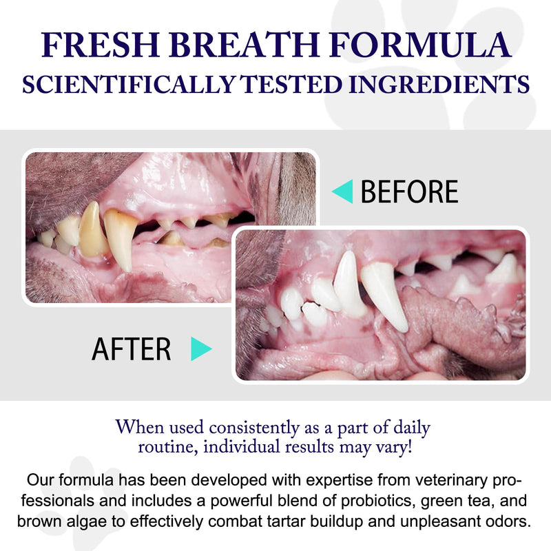 Dog Teeth Cleaning Powder - Dog Dental Powder - Dog Breath Freshener - Targets Tartar & Reduces Plaque & Bad Breath - Teeth Cleaning Made Easy Eliminate - Formulated for Small, Medium, Large Dogs white - BeesActive Australia