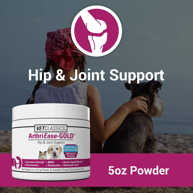 Vet Classics ArthriEase-Gold Hip & Joint Support for Dogs, Cats– Pet Health Supplement Powder – Alleviates Aches, Discomfort – For Flexibility, Healthy Joint Function – Antioxidants – 5 Oz 5 oz Powder - BeesActive Australia