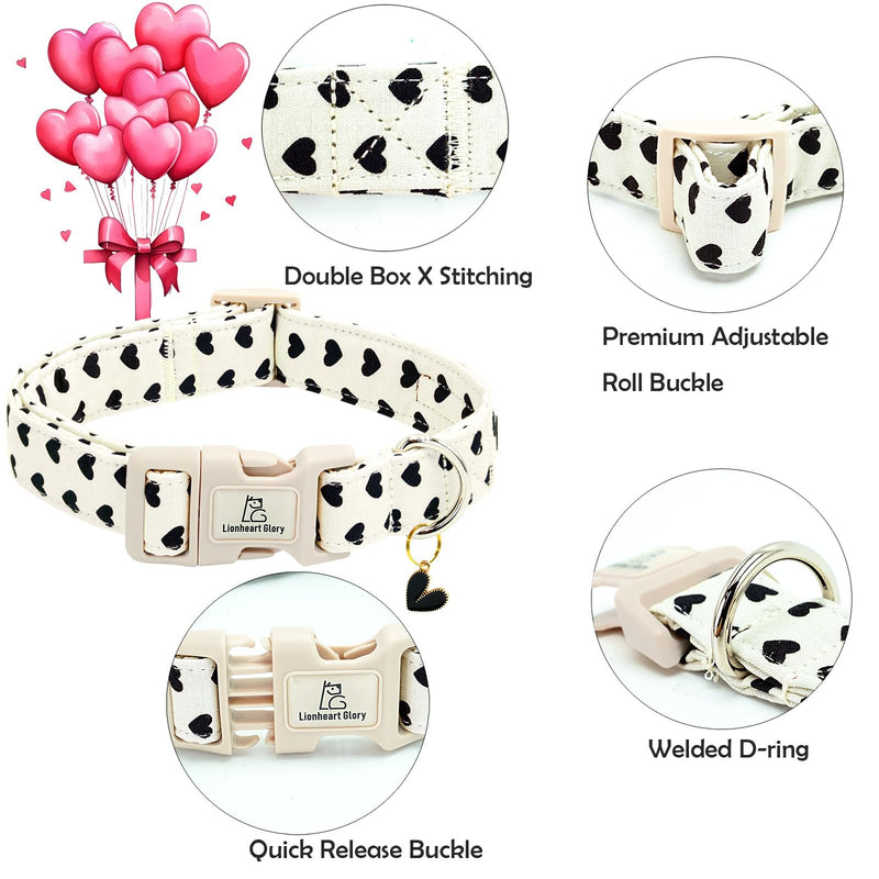 Lionheart glory Valentine's Day Collar-Hearts Print Dog Collar for Medium Cute Dog Collars Spring Female Male Pet Gift Adjustable Heavy-Duty Soft Collar Holiday Medium (Pack of 1） Hearts - BeesActive Australia