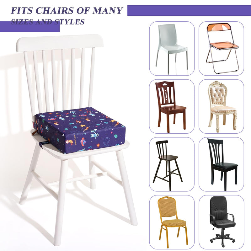 Toddler Booster Seat for Dining Table, Stronger Support Booster Seat for Table Washable 2 Safer Straps Non-Slip Bottom Portable Booster Seat for Kids Child Baby Increasing Cushion for Travel Home Blue-Astronaut - BeesActive Australia
