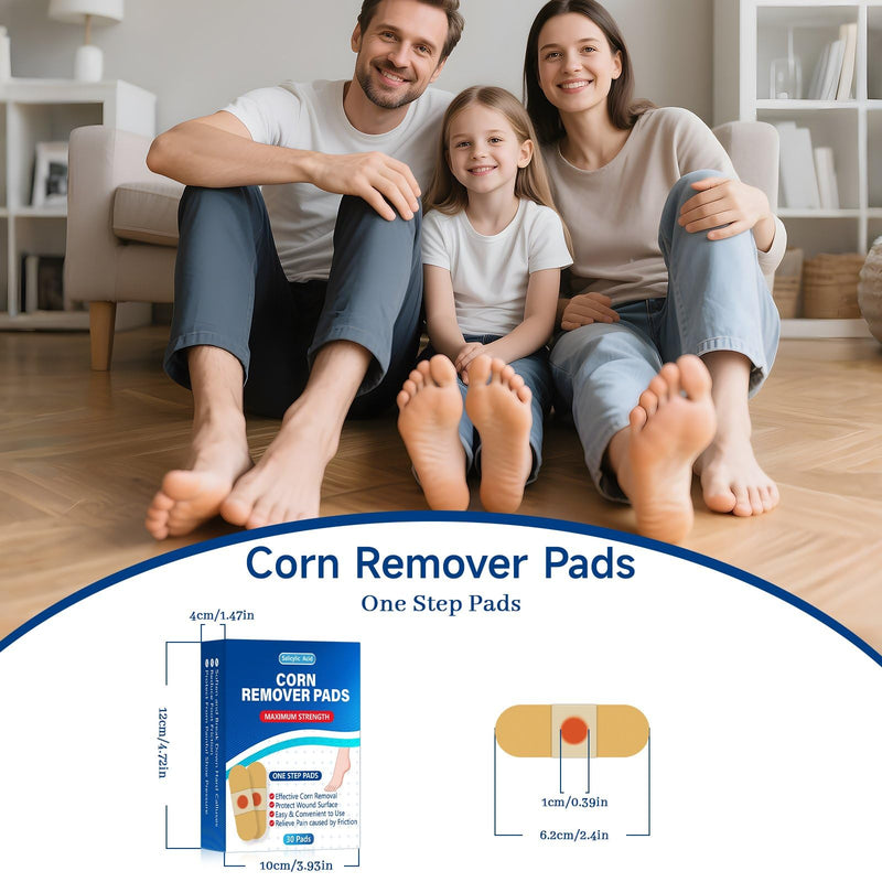 QIYANA Maximum Strength Corn Remover Pads for Toes - 40% Salicylic Acid Medicated Patches for Feet, Breathable All-Day Wear, Fast-Acting Hard Skin Treatment (30 Count) 30 Count (Pack of 1) - BeesActive Australia