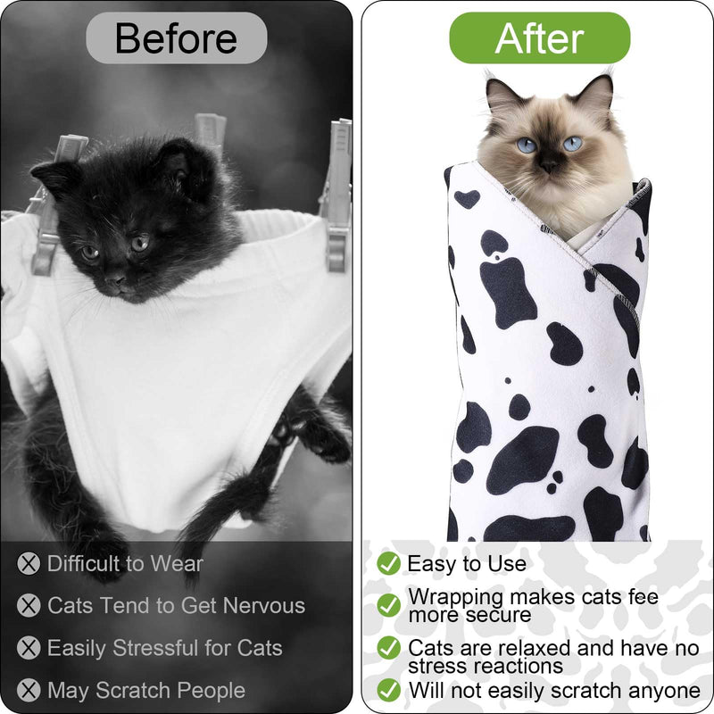 Cat Grooming Wrap, 17.72x17.72in Cat Restraint Wrap for Cutting Nails Self-Adherent Cat Swaddle Fabric Wrap for Nail Trimming Anti-Bite Anti-Scratch Anti-Escape Pet Nail Clipping Supplies - BeesActive Australia