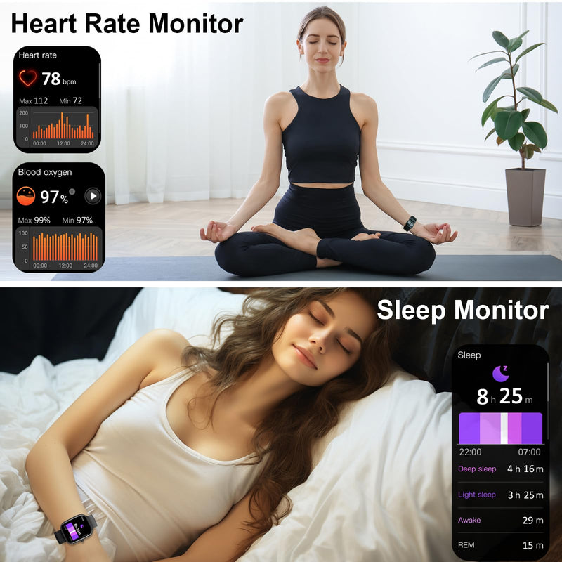 Smart Watch for Men Women(Answer/Make Calls), 1.96" HD Smartwatch, Fitness Tracker with 110+ Sport Modes, IP68 Waterproof, Heart Rate/Sleep/Step Monitor, Pedometer, Activity Tracker for Android iOS red - BeesActive Australia