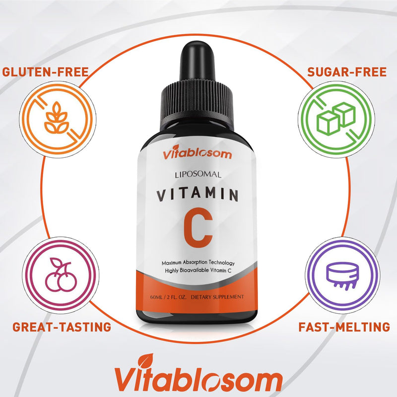 Vitablosom Liposomal Vitamin C 2000mg Liquid for Adults, High Absorption VIT C, Maximize Vitamin C, Immune System & Antioxidant Support, 60ML (4 Bottle) 2.02 Fl Oz (Pack of 4)