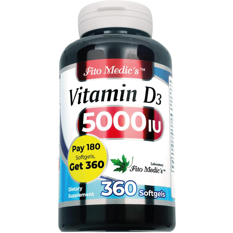FITO MEDIC'S Lab - Vitamin d - 5000 IU of - Vitamin d3-360 Softgels - Vitamin d3 5000 iu - for Bone, Teeth, Muscle and Immune Health Support, Ultra high Absorption, vitamina d3.