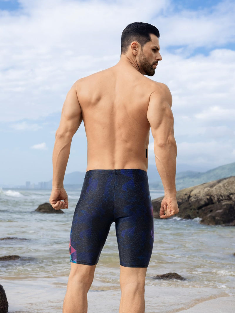361° Swim Jammers for Men, Pro Racing Training Swimsuit, Chlorine Resistant Endurance Mens Swim Suit Swimwear Tech Pant Black X-Large