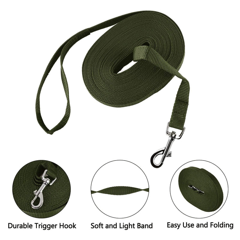 HAPPY HACHI drag leash for dogs, 3m / 5m / 10m / 15m / 20m / 33m nylon dog leash with robust and weatherproof, training leash with D-carabiner and handle padding for large to small dogs (15m, green) 15m - BeesActive Australia