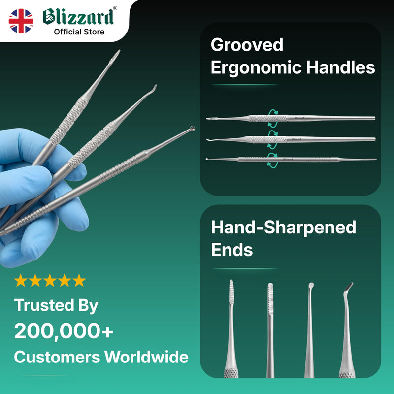 Blizzard Blacks Files and Probe Podiatry Tools German Forged - Blacks File Spoon and Swan Neck Probe Chiropodist Kit (3) Blacks File/ File-Spoon/ Swan Neck Probe - BeesActive Australia