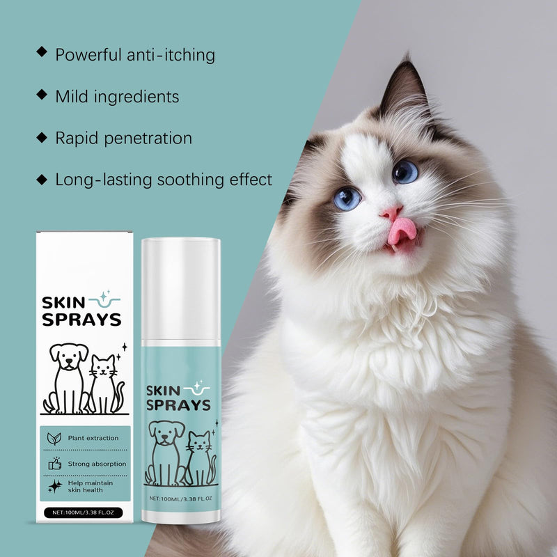 Itchy Dog Skin Relief Spray - Fast-Acting Pet Itch Treatment for Dogs & Cats Skin Ears, Soothes Allergies Bites Wounds Redness Dryness, Natural Plant Extract, Portable Skin Care Spray 100ml Castor Oil-100ml