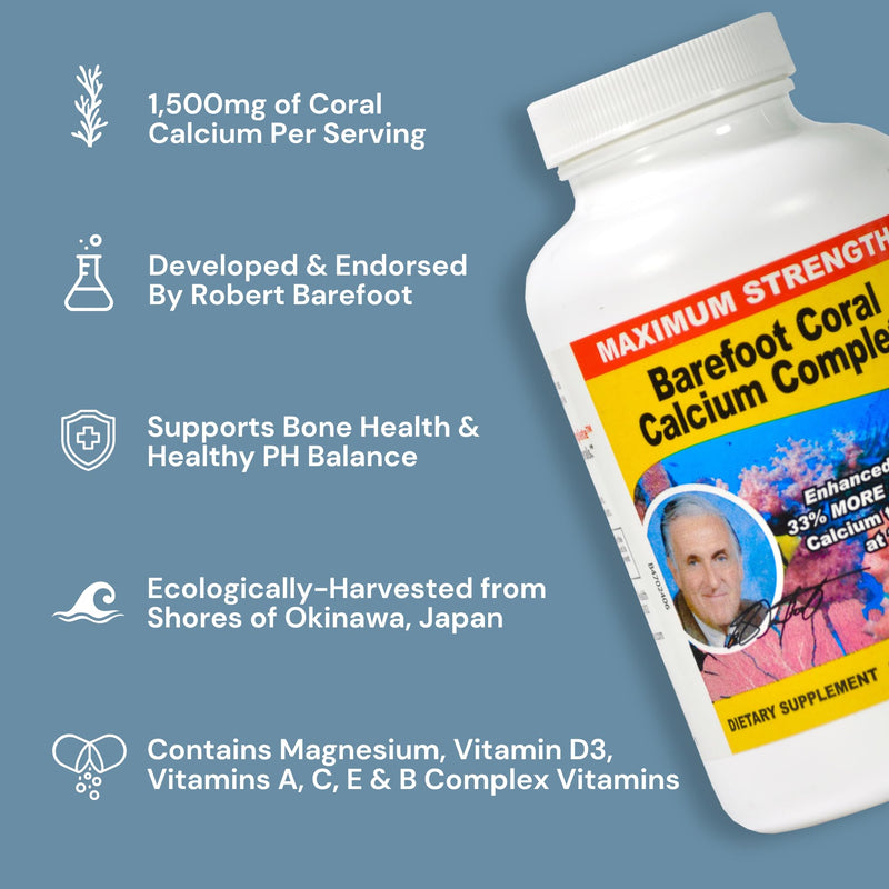 240 Capsules - Coral Calcium 1500mg | Calcium, Magnesium, Vitamin D3 & 72 Trace Minerals - Bone Health - Developed by Bob Barefoot 240 Count (Pack of 1)
