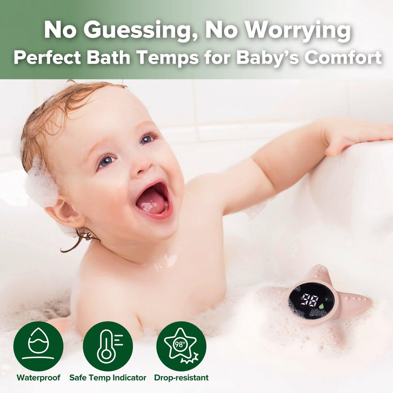 Haakaa Silicone Baby Bath Thermometer – Water Temperature Thermometer for Baby Safety, Floating Infant Bath tub Temp Thermometer for Newborns & Toddlers - Starfish