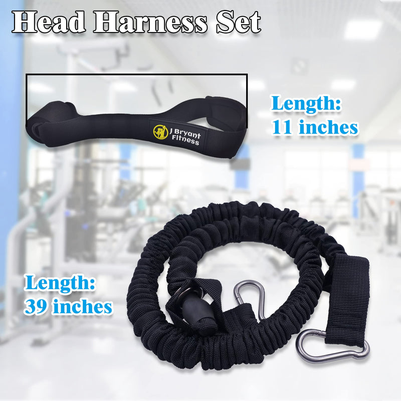 J Bryant Neck Harness Head - Weight Lifting with Resistance Tube Bands - Door Anchor Set Adjustable Neck Training Strap Exercise Equipment Black-M(20"-23")