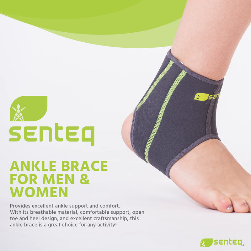 SENTEQ Ankle Brace for Men & Women- Compression Support for Sprained Ankles & Plantar Fasciitis, Elastic Neoprene Slim Sleeve for Jogging & Running, Ankle Stabilizer and Support for Walkers (Medium) Medium (Pack of 1)
