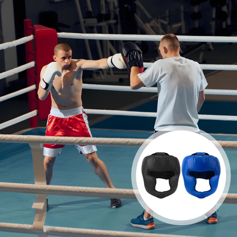 2 Pcs Boxing Headgear, Training Boxing Headgear for Men, Adjustable Size, Ideal for Kickboxing, MMA, Taekwondo, Blue and Black