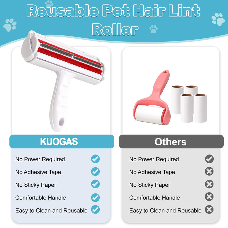 KUOGAS Pack of 2 animal hair removers, lint roller, animal hair, dog and cat hair remover, reusable lint roller, suitable for sofa, dog bed, cat bed, scratching post and carpet 2 pieces: without ears (red + blue) - BeesActive Australia