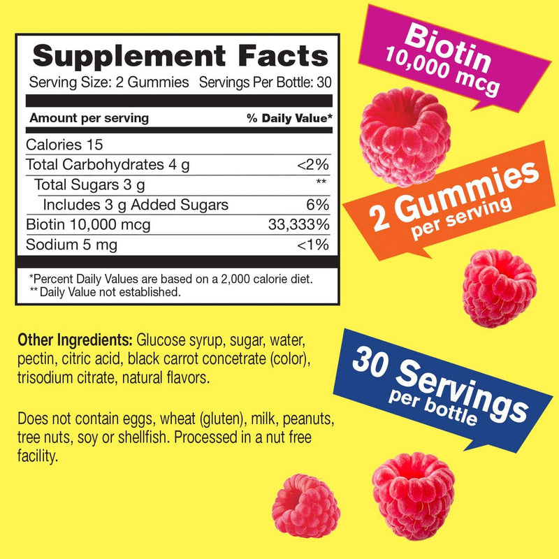WellYeah High Potency Biotin 10,000 mcg Gummies - for Stronger Hair, Skin & Nails - Vegan-Friendly, Gluten-Free, Non-GMO, and Delicious Berry Flavor - 60 Gummies (Pack of 2) 60 Count (Pack of 2)
