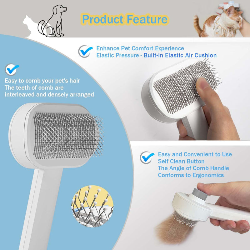 Cat Brush with Air Cushion Massager,Cat Hair Brush Airbag Massage Comb,For Dog/Cat Care Hair Long And Short Hair Brushes,Dog/Cat Hair Brushes Grey - BeesActive Australia