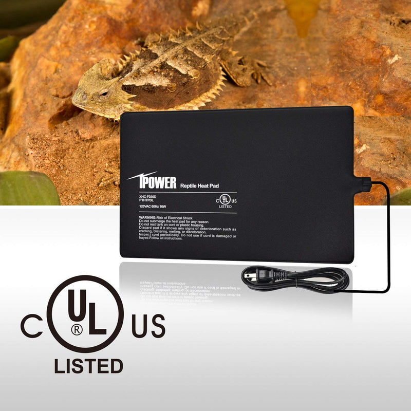 iPower 8 by 12-Inch 16W Reptile Heat Mat, LCD Digital Aquarium Thermometer, Under Tank Warmer Terrarium Heat Pad for Turtles Lizards Frogs and Other Small Animals, Multi Sizes Heat Pad + Thermometer 8" x 12"