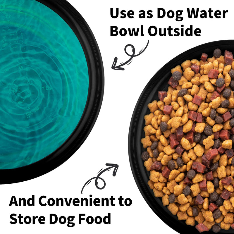 Collapsible Dog Bowls-2 Pack Large Size for Large/Medium Dogs, Dog Travel Water Bowl, Dog Cat Portable Water Bowl, Dog Pet Feeding Watering Dish Outdoor Hiking Parking Traveling with 2 Carabiners 01-Black +Dark Green - BeesActive Australia