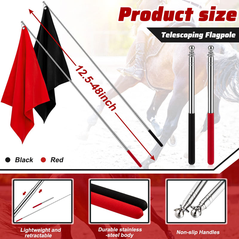 Sunnyray 48" Horse Training Flag Horse Training Equipment with 4 Feet Replacement Flags and Telescopic Handheld Flagpoles, Red, Black - BeesActive Australia