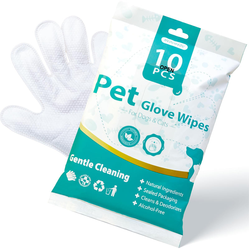 MEDUWEDU Coconut Daily Clean Kit – Dental Finger Wipes + No-Rinse Grooming Gloves
