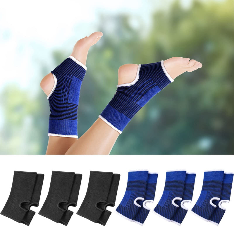 Loopeer 6 Pairs Kid Compression Ankle Brace Knitted Breathable Ankle Support Sleeve Socks Plantar Fasciitis Braces for Girls Boys Kids Sprained Running Fitness, Blue and Black - BeesActive Australia