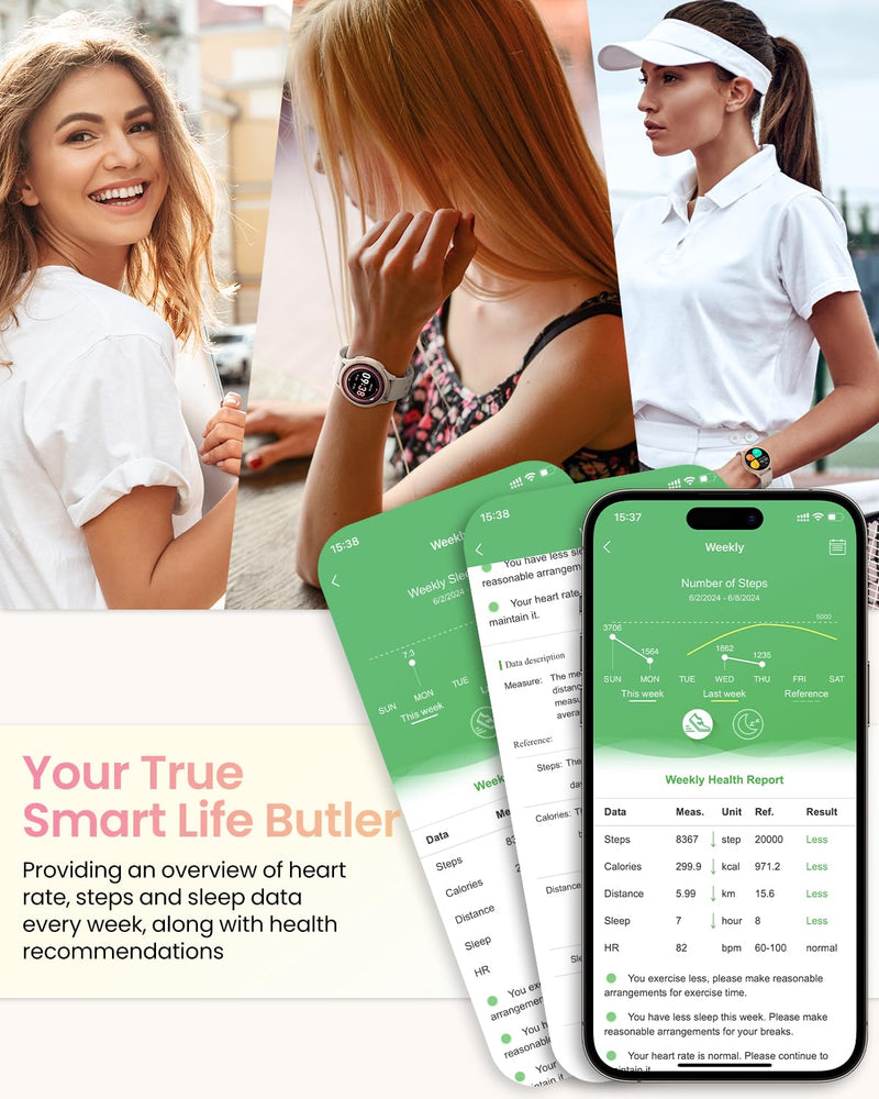 Smart Watches for Women Gifts (Answer/Make Calls) for Android Phones iPhone Compatible, 2024 Christmas Birthday Gifts for Women Men 7/24 Fitness Watches for Women Fitness Tracker for Womens, Pedometer - BeesActive Australia
