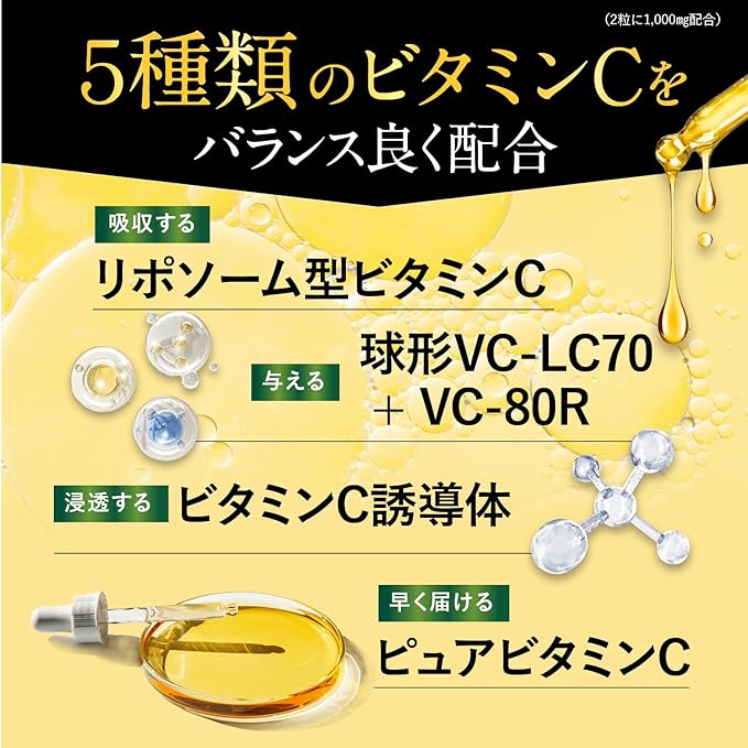 [Liposomal Vitamin C Contains] Pure Vita C High Concentration Vitamin C Supplement 1,000mg Liposomal Vitamin C 30 Day Supply 60 Tablets Time Release - BeesActive Australia