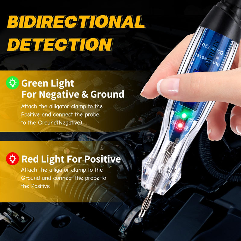 Test Light Probe Kit, 3-72V DC LED Digital Automotive Circuit Tester with Voltmeter, 18 Pieces Multi Function Auto Fuse Voltage Tester Electric Probe Test Kit - BeesActive Australia