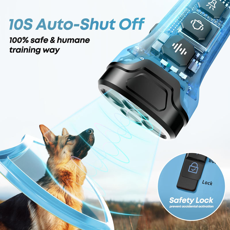 Dog Bark Deterrent Devices - Humane & Effective Training Dog, Stop No More Barking with 3X Ultrasonic Emitters (Light Blue)