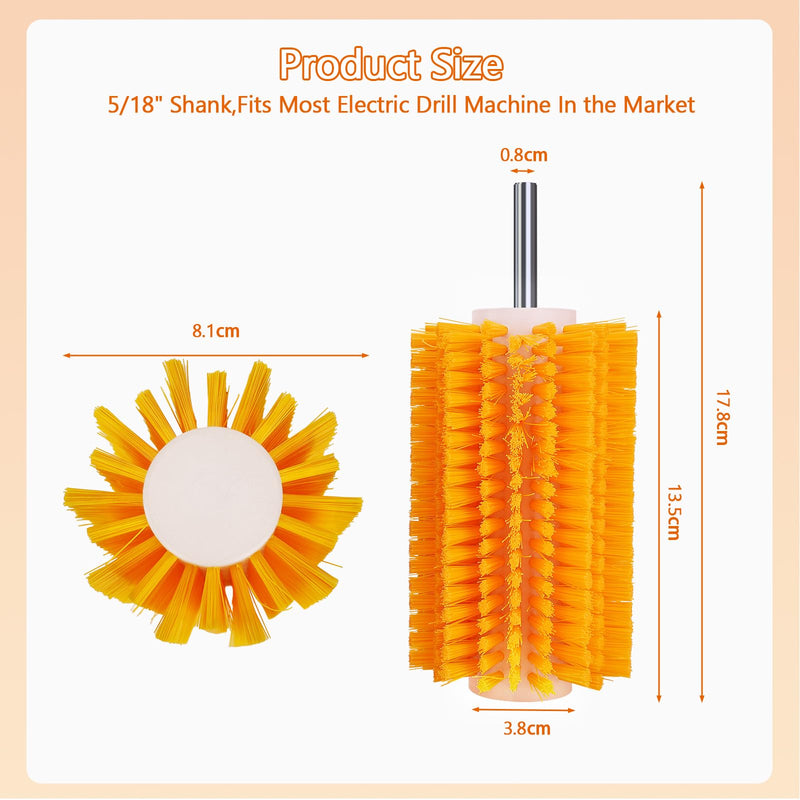 Livestock Scratching Mini Roto Drill Brush Attachment For Horse Cow Goat Cattle Pig Grooming, Relieve Itching on the Back, Remove Harmful Parasites/Dead Skin/Shedding Hair, 5/18" Shank, Yellow - BeesActive Australia