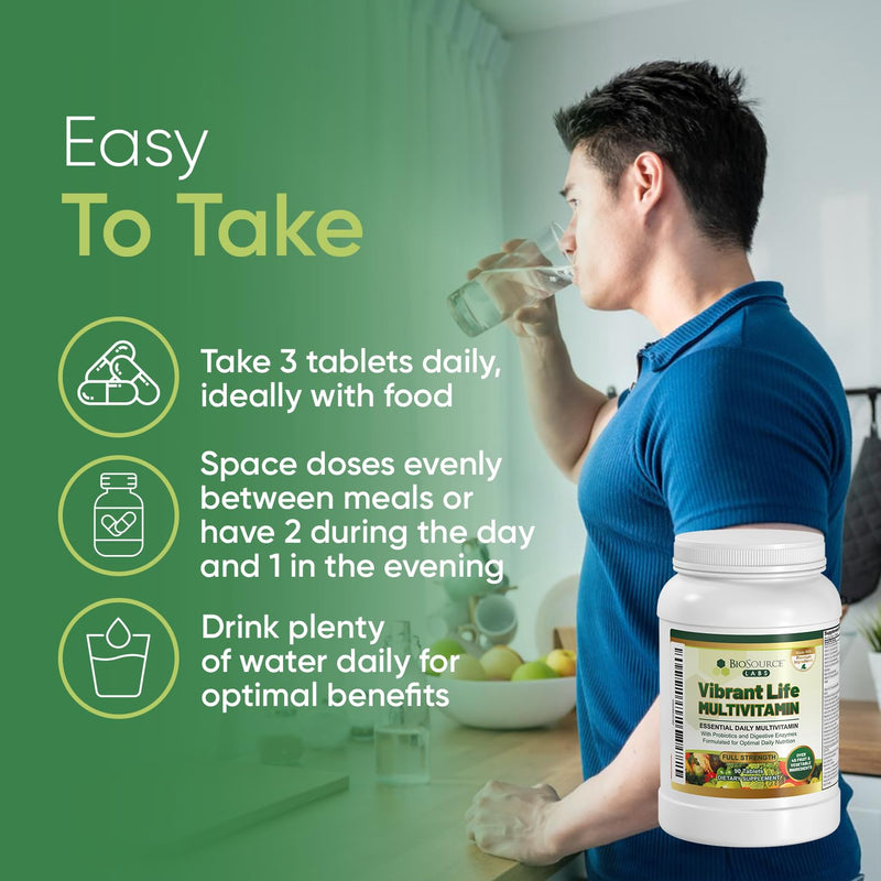 Vibrant Life Multivitamin with Probiotics, 30-Day Supply | Digestive enzymes, B-complex, 45+ fruits and vegetables, non-GMO, gluten-free vitamins and minerals for men and women