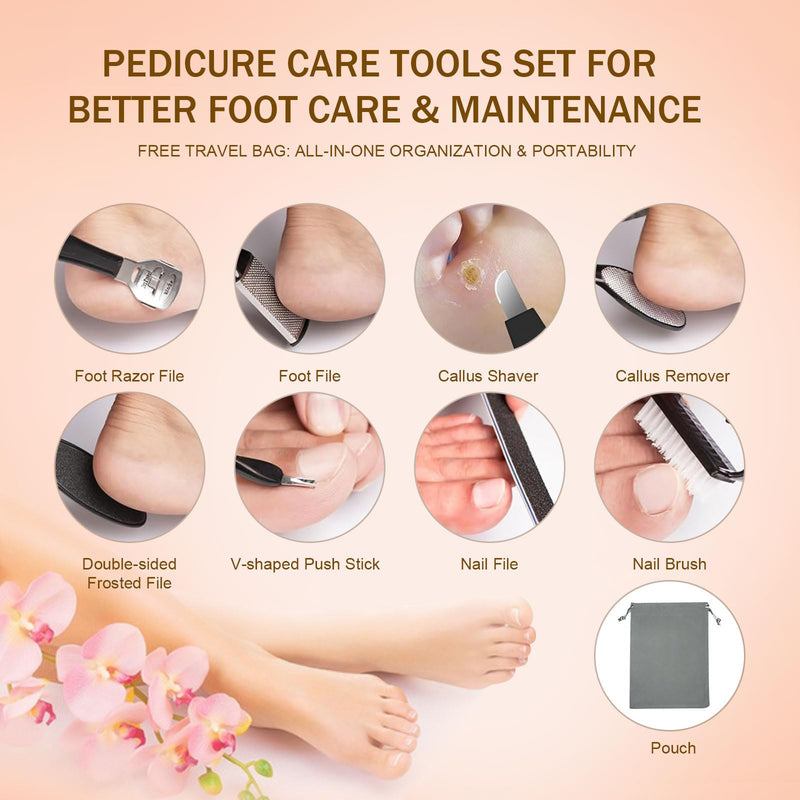 Electric Callus Remover for Feet, Rechargeable Waterproof Foot File Professional Foot Care Tools with 17-in-1 Pedicure Kit, Portable Callus Remover Kit to Remove Dead Skin Hard Skin Dry Cracks(Black) Black - BeesActive Australia