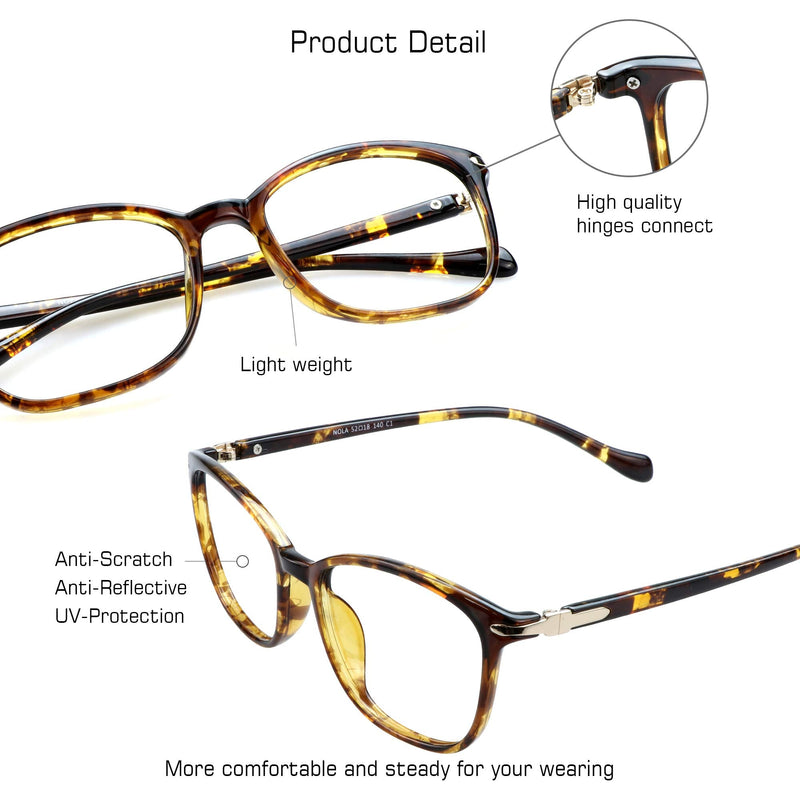 VisionGlobal Blue Light Blocking Glasses for Women/Men, Anti Eyestrain, Computer Reading, TV Glasses, Stylish Square Frame, Anti Glare(Tortoise,+1.25 Magnification) 04_nola_tortoise 1.25 x - BeesActive Australia