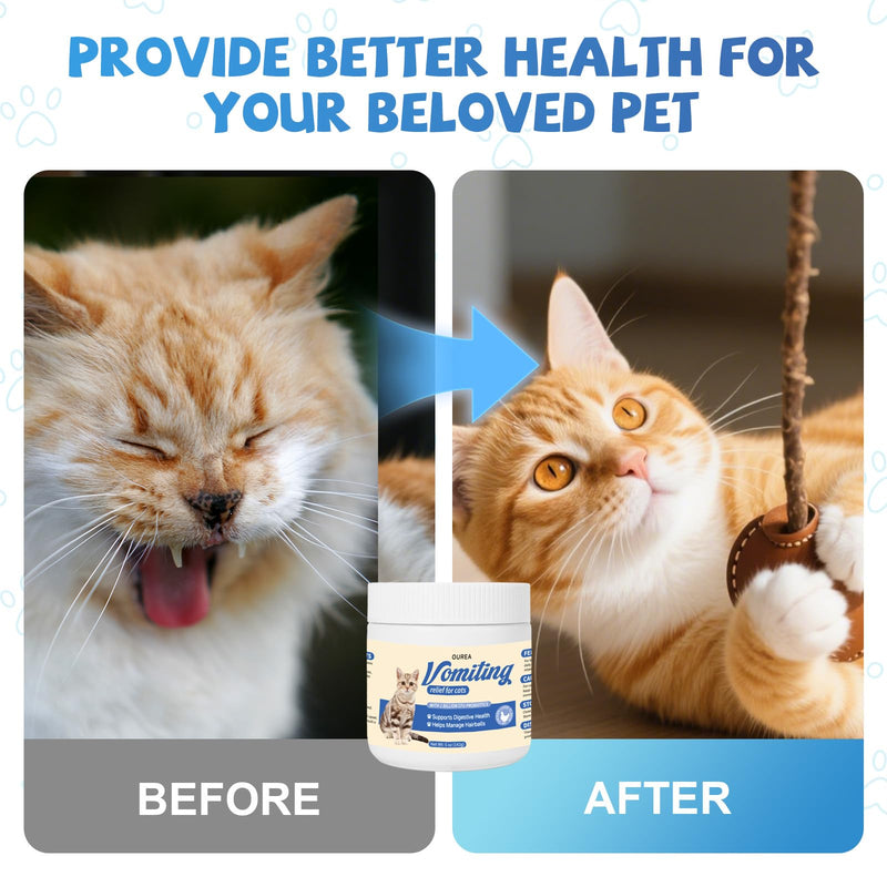 Cat Vomit Remedy, Vomiting Supplement for Cat, Furball Treatment for Cats, Probiotic for Cats Helps Soothes Sensitive Stomachs and Supports Digestive Comfort,142g (5 oz)
