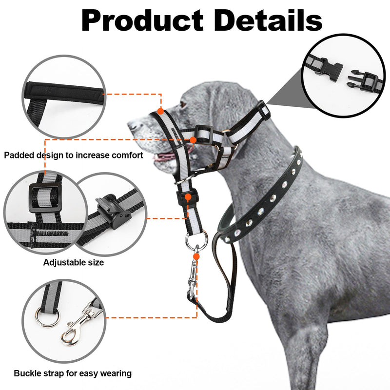 Dog No Pull Head Collar, Dog Gentle Leader Over The Nose Dog Leash Adjustable Dog Head Halter Anti-Pull Muzzle Leash Nose Strap for Dog Easy to Control When Walking (Size M) Size M - BeesActive Australia