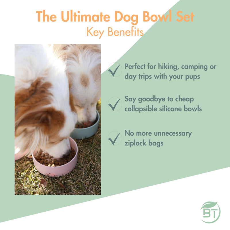 Barkin’ Trails Travel Dog Bowls, Portable Dog Bowls, Outdoor dog water bowl, BPA-Free Dog Food and Water Bowl Set, Food Grade Plastic Dog Travel Bowl, Dog camping essentials, Travel Dog Food Container Standard Icy Blue - BeesActive Australia