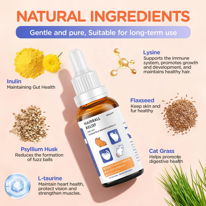 Hairball Treatment for Cats,Cat Hairball Remedy,Helping with Hairball Prevention & Elimination,Natural Furball Digestive Relief Support,Chicken Flavor,2 Pack,60 ml (2 fl oz)