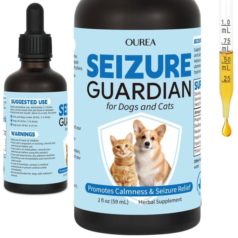 Seizure Guardian for Dogs and Cats, Nervous System Supplements Helps Manage Seizure Symptoms and Eases Anxiety and Stress, Natural Herbal Formula Calms the Nervous System (2 FL OZ)