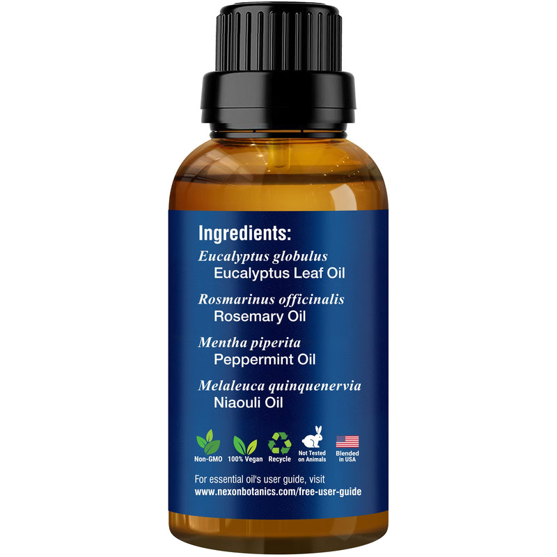 Breathe Essential Oil Blend 30 ml - Breath Sinus Relief with Menthol Oils - for Humidifiers, Diffusers, and Aromatherapy - Nexon Botanics Breathe 1 Fl Oz (Pack of 1)